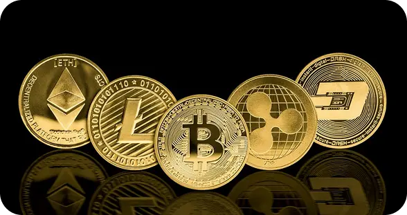 Pièces cryptomonnaies Bitcoin Ethereum Ripple